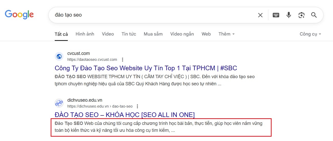 Thẻ Description Trong Seo