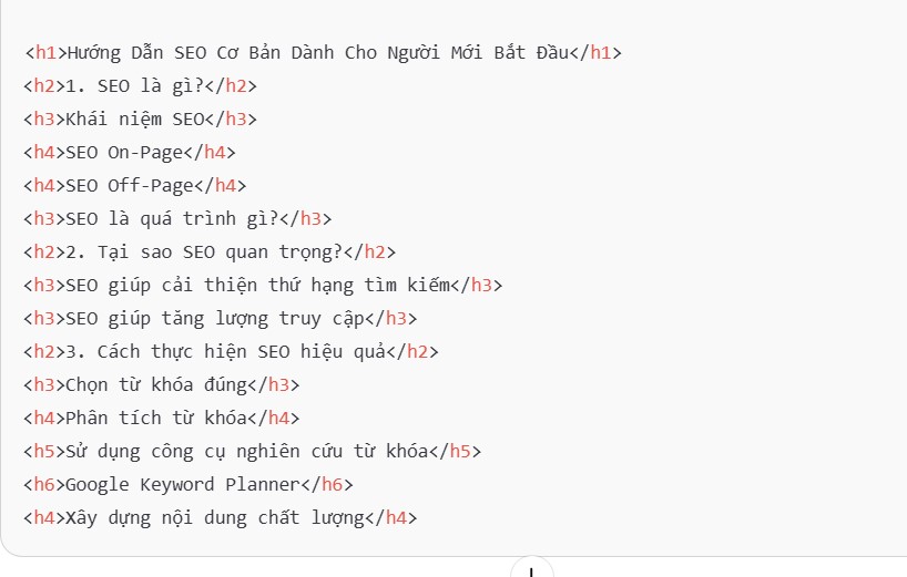 Thẻ H2 - H6 Trong Seo